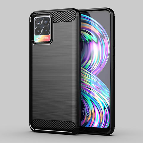 Coque Silicone Housse Etui Gel Line MF1 pour Realme 8 Pro Noir