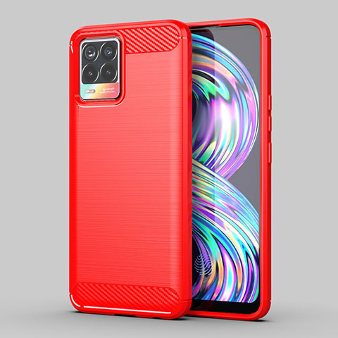 Coque Silicone Housse Etui Gel Line MF1 pour Realme 8 Pro Rouge