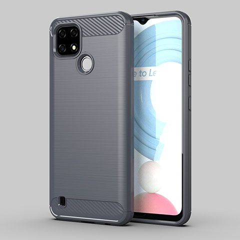 Coque Silicone Housse Etui Gel Line MF1 pour Realme C21 Gris