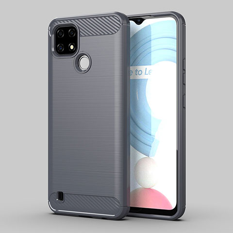 Coque Silicone Housse Etui Gel Line MF1 pour Realme C25Y Gris