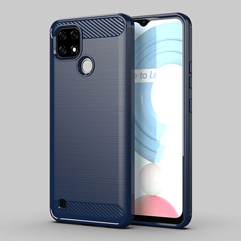 Coque Silicone Housse Etui Gel Line MF1 pour Realme C25Y India Bleu