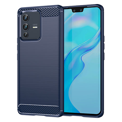 Coque Silicone Housse Etui Gel Line MF1 pour Vivo V23 Pro 5G Bleu