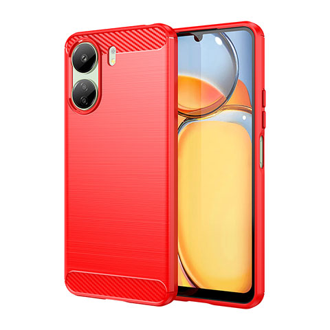 Coque Silicone Housse Etui Gel Line MF1 pour Xiaomi Poco C65 Rouge