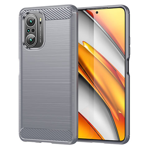 Coque Silicone Housse Etui Gel Line MF1 pour Xiaomi Redmi K40 Pro+ Plus 5G Gris