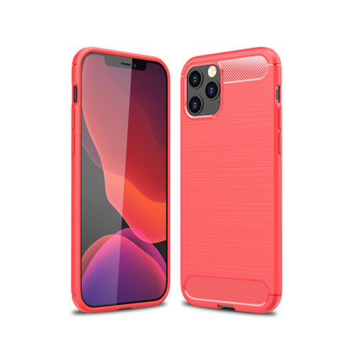 Coque Silicone Housse Etui Gel Line pour Apple iPhone 12 Max Rouge