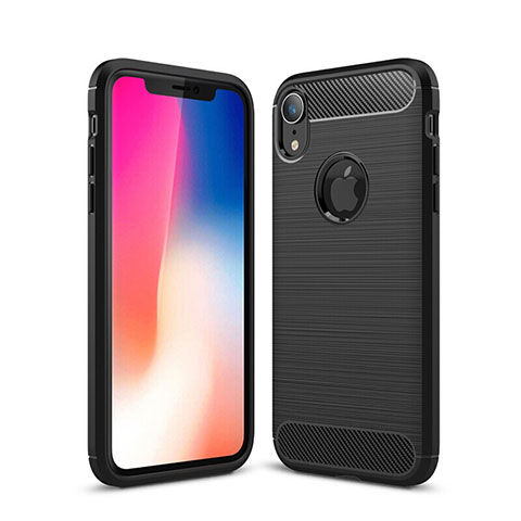 Coque Silicone Housse Etui Gel Line pour Apple iPhone XR Noir