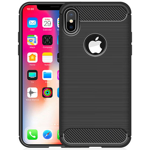 Coque Silicone Housse Etui Gel Line pour Apple iPhone Xs Noir