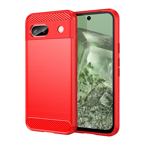 Coque Silicone Housse Etui Gel Line pour Google Pixel 8a 5G Rouge