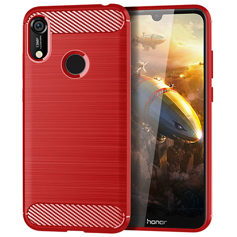 Coque Silicone Housse Etui Gel Line pour Huawei Honor 8A Rouge