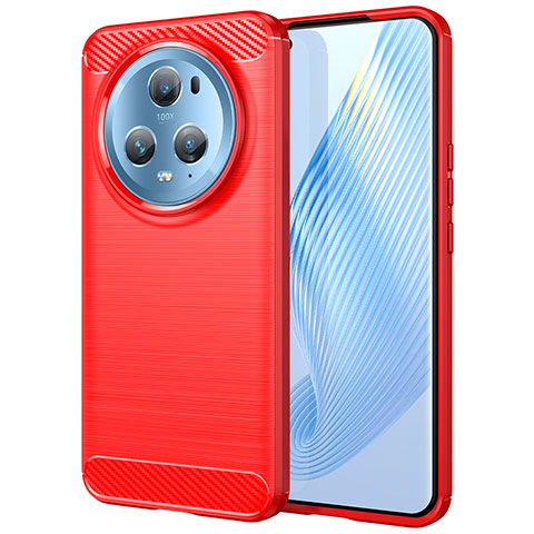 Coque Silicone Housse Etui Gel Line pour Huawei Honor Magic5 Pro 5G Rouge