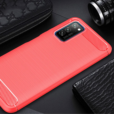 Coque Silicone Housse Etui Gel Line pour Huawei Honor View 30 Pro 5G Rouge