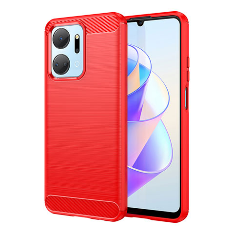 Coque Silicone Housse Etui Gel Line pour Huawei Honor X7a Rouge