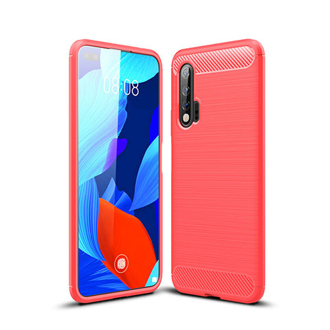 Coque Silicone Housse Etui Gel Line pour Huawei Nova 6 Rouge