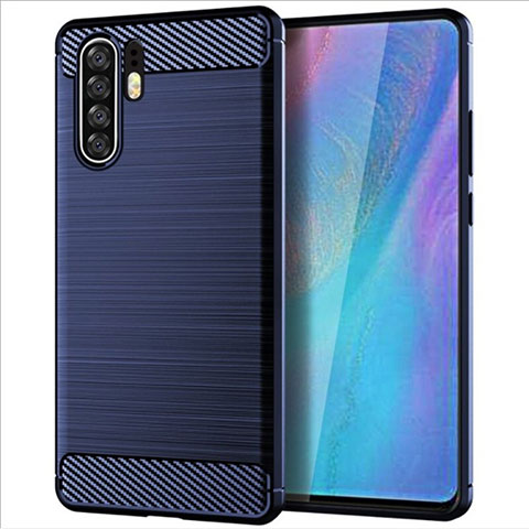 Coque Silicone Housse Etui Gel Line pour Huawei P30 Pro Bleu