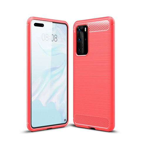 Coque Silicone Housse Etui Gel Line pour Huawei P40 Pro Rouge