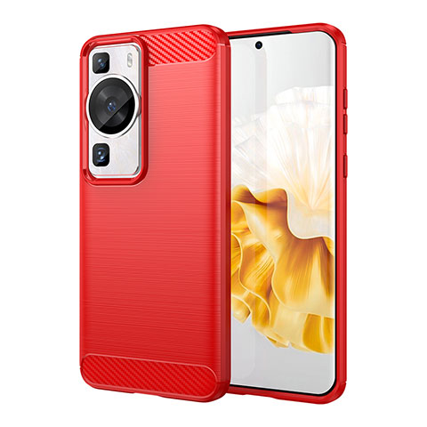 Coque Silicone Housse Etui Gel Line pour Huawei P60 Rouge