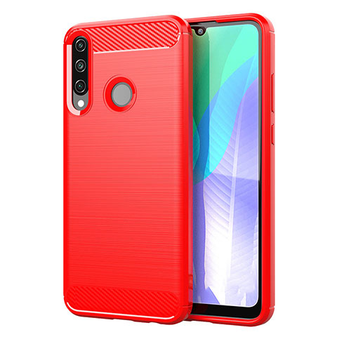 Coque Silicone Housse Etui Gel Line pour Huawei Y6p Rouge