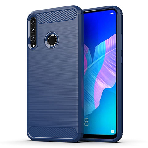 Coque Silicone Housse Etui Gel Line pour Huawei Y7p Bleu