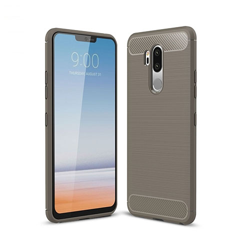 Coque Silicone Housse Etui Gel Line pour LG G7 Gris