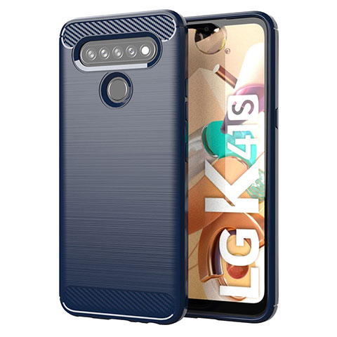 Coque Silicone Housse Etui Gel Line pour LG K41S Bleu