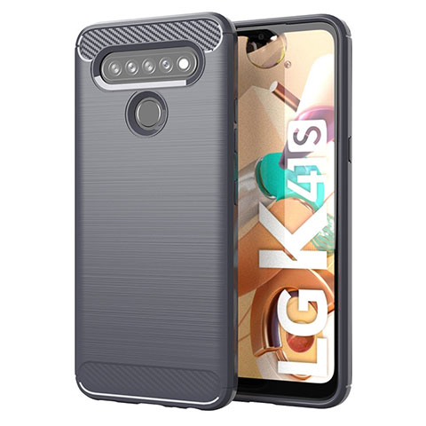 Coque Silicone Housse Etui Gel Line pour LG K41S Gris