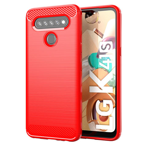 Coque Silicone Housse Etui Gel Line pour LG K41S Rouge