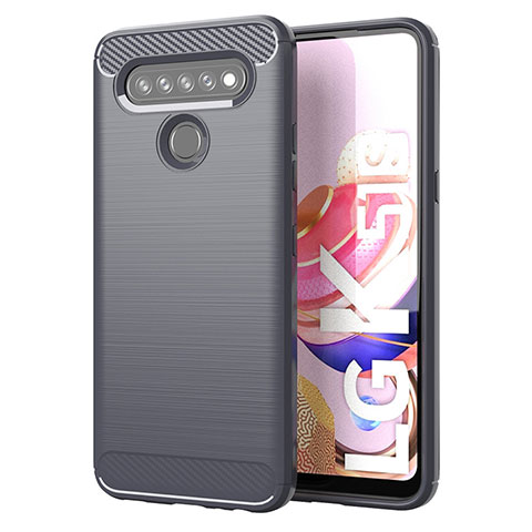 Coque Silicone Housse Etui Gel Line pour LG K51S Gris