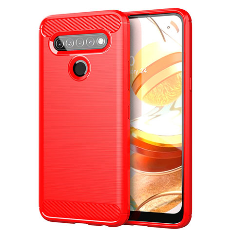 Coque Silicone Housse Etui Gel Line pour LG K61 Rouge