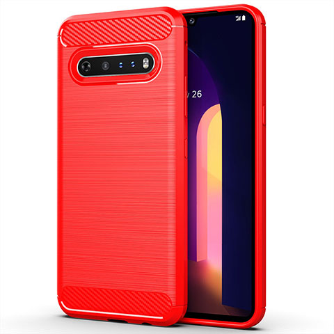 Coque Silicone Housse Etui Gel Line pour LG V60 ThinQ 5G Rouge