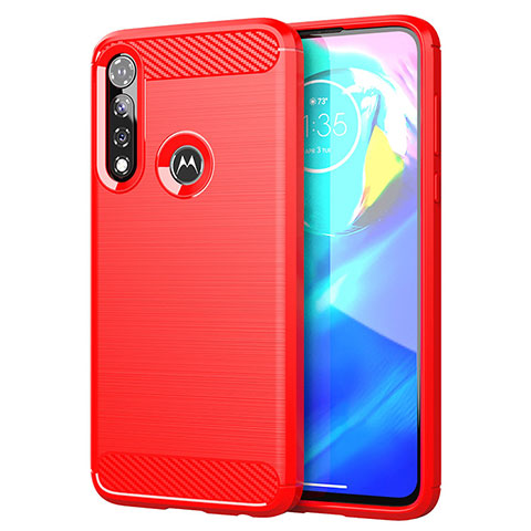 Coque Silicone Housse Etui Gel Line pour Motorola Moto G Power Rouge