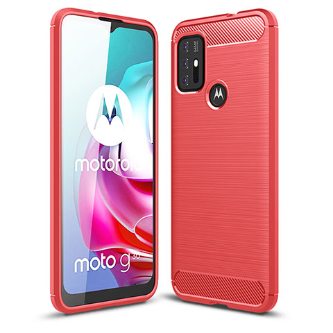 Coque Silicone Housse Etui Gel Line pour Motorola Moto G10 Power Rouge