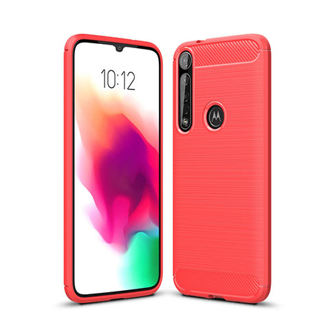 Coque Silicone Housse Etui Gel Line pour Motorola Moto G8 Plus Rouge