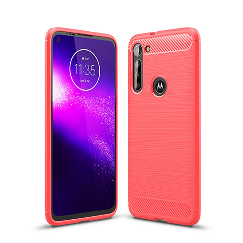 Coque Silicone Housse Etui Gel Line pour Motorola Moto G8 Power Rouge