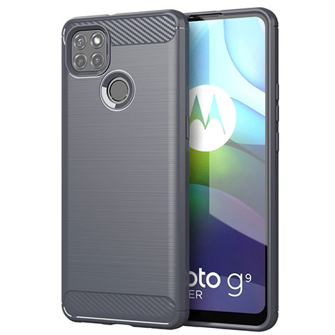 Coque Silicone Housse Etui Gel Line pour Motorola Moto G9 Power Gris