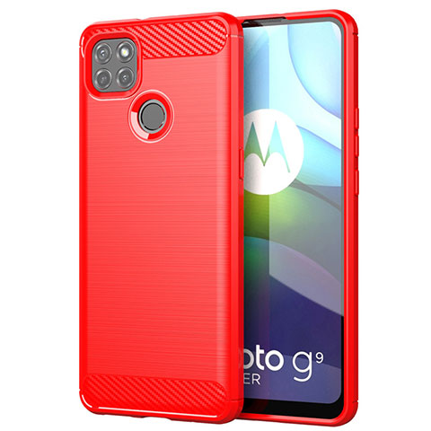 Coque Silicone Housse Etui Gel Line pour Motorola Moto G9 Power Rouge