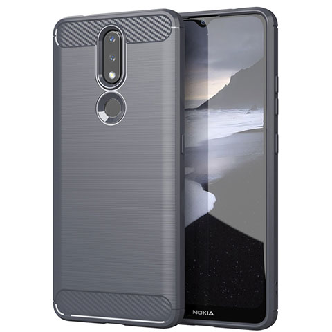 Coque Silicone Housse Etui Gel Line pour Nokia 2.4 Gris