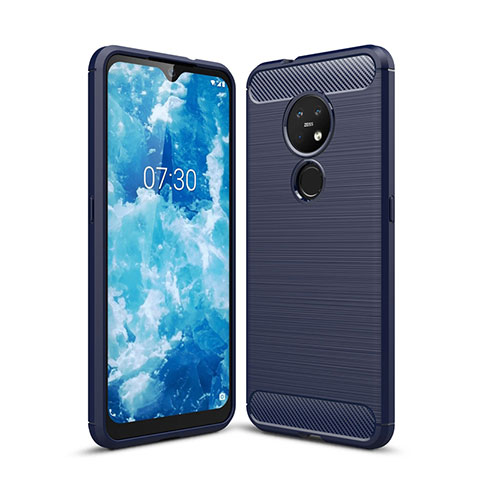 Coque Silicone Housse Etui Gel Line pour Nokia 6.2 Bleu