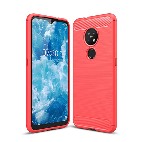 Coque Silicone Housse Etui Gel Line pour Nokia 6.2 Rouge