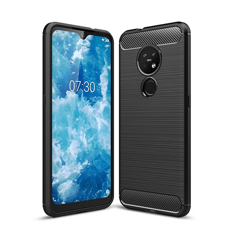 Coque Silicone Housse Etui Gel Line pour Nokia 7.2 Noir