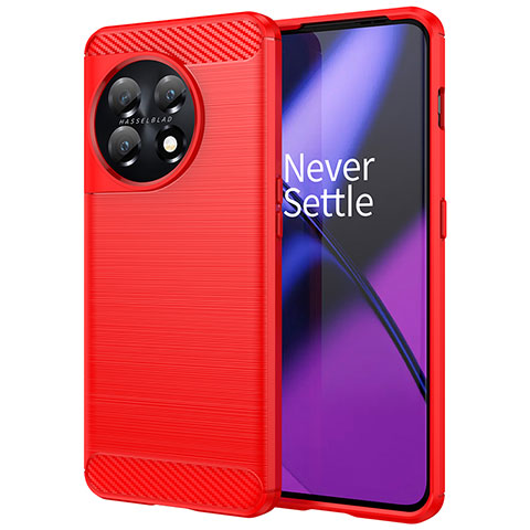 Coque Silicone Housse Etui Gel Line pour OnePlus 11 5G Rouge