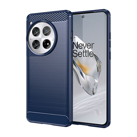 Coque Silicone Housse Etui Gel Line pour OnePlus 12R 5G Bleu