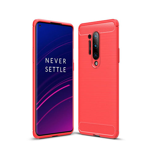 Coque Silicone Housse Etui Gel Line pour OnePlus 8 Pro Rouge