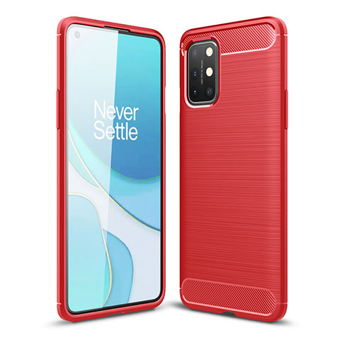 Coque Silicone Housse Etui Gel Line pour OnePlus 8T 5G Rouge