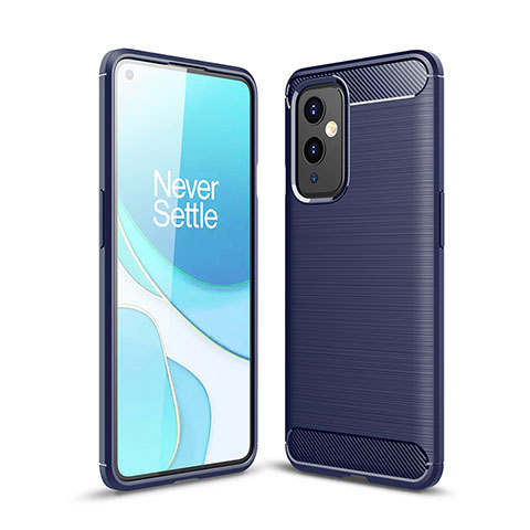 Coque Silicone Housse Etui Gel Line pour OnePlus 9 5G Bleu