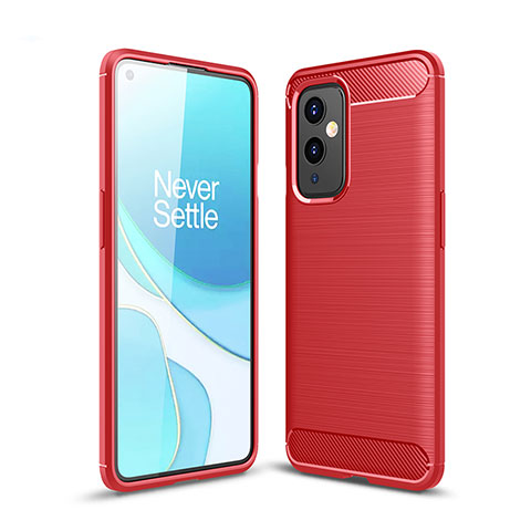 Coque Silicone Housse Etui Gel Line pour OnePlus 9 5G Rouge