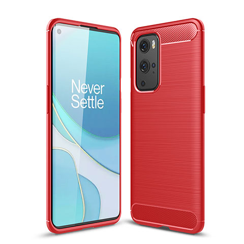 Coque Silicone Housse Etui Gel Line pour OnePlus 9 Pro 5G Rouge