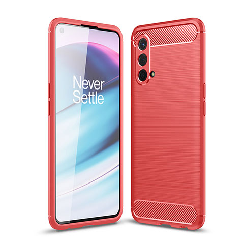 Coque Silicone Housse Etui Gel Line pour OnePlus Nord CE 5G Rouge