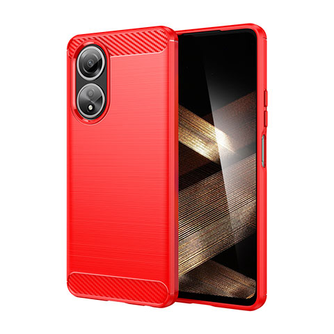 Coque Silicone Housse Etui Gel Line pour Oppo A18 Rouge