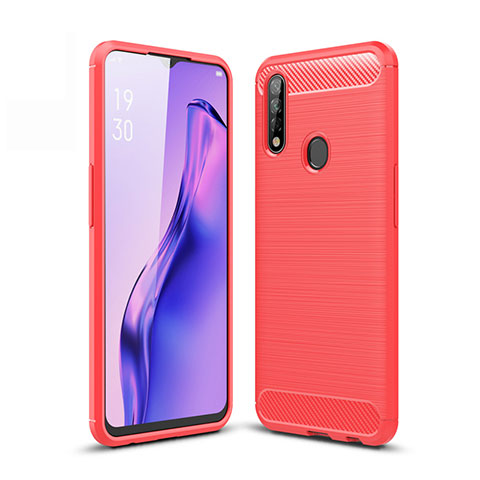Coque Silicone Housse Etui Gel Line pour Oppo A8 Rouge