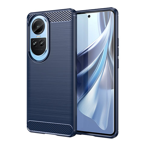 Coque Silicone Housse Etui Gel Line pour Oppo Reno10 Pro 5G Bleu